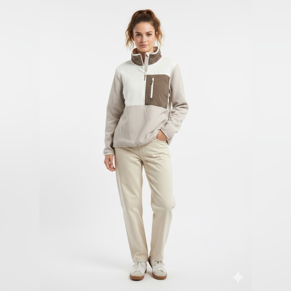 Hyba | Two-Tone Half Zip-Up Polar Fleece Pullover With Pockets Super Soft - Picture 10 of 12